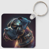 Steampunk Boxer Dog Schlüsselanhänger (Rückseite)