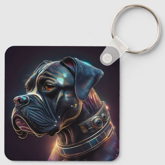 Steampunk Boxer Dog Schlüsselanhänger (Rückseite)