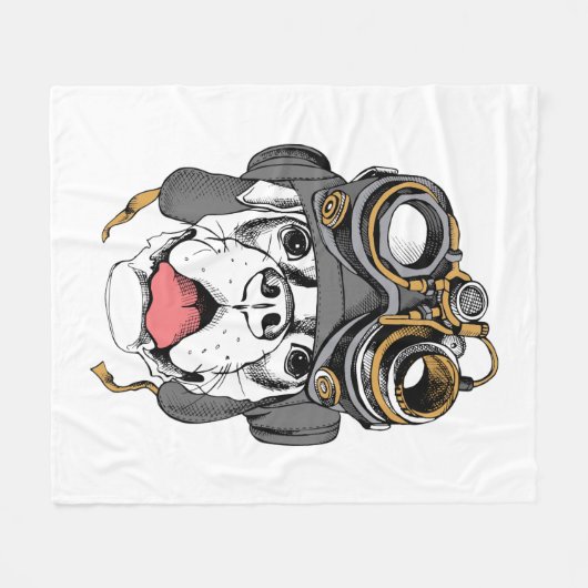 Steampunk Boxer Fleecedecke (Vorderseite (Horizontal))