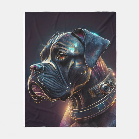 Steampunk-Boxerhund Fleecedecke (Vorderseite)