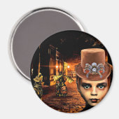 Steampunk Boy and Robot Dog Magnet (Vorderseite/Rückseite)