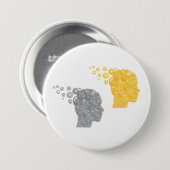 Steampunk Brain Power Cogwheel Heads Button (Vorne & Hinten)