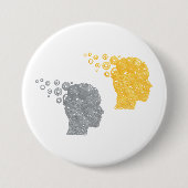 Steampunk Brain Power Cogwheel Heads Button (Vorderseite)