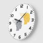 Steampunk Brain Power Cogwheel Heads Große Wanduhr (Winkel)