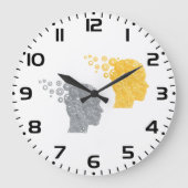 Steampunk Brain Power Cogwheel Heads Große Wanduhr (Vorderseite)