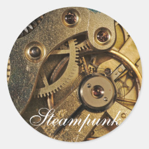 Steampunk: Brass Hearted. Uhrwerk Runder Aufkleber