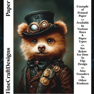 Steampunk Braunbär-Portrait CL2 Scrapbook Papier