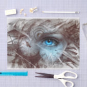 Steampunk Bright Blue Eye und Uhren Seidenpapier (Handwerk)