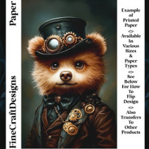 Steampunk Brown Bären Portrait CL2 Scrapbook Papie