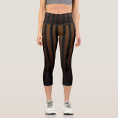 Steampunk Brown Black Striping Capri Leggings (Vorderseite)