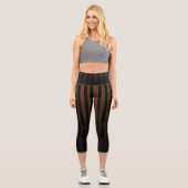 Steampunk Brown Black Striping Capri Leggings (Vorderseite)