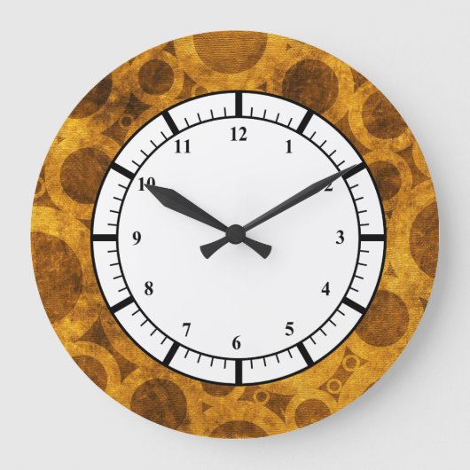 Steampunk Brown Gold Grunge Pattern Uhr (Vorderseite)