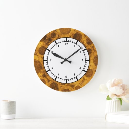 Steampunk Brown Gold Grunge Pattern Uhr (Zuhause)