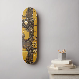 Steampunk-Buch Industrielles Gelb Skateboard