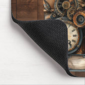 Steampunk-Bücher Holz Hintergrund Mauspad (Ecke)