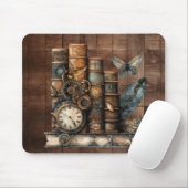 Steampunk-Bücher Holz Hintergrund Mauspad (Mit Mouse)