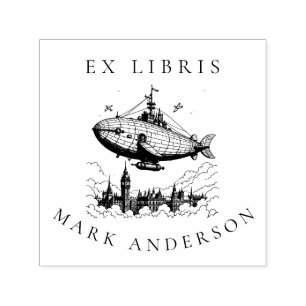 Steampunk-Buchzeichen-Briefmarke Permastempel