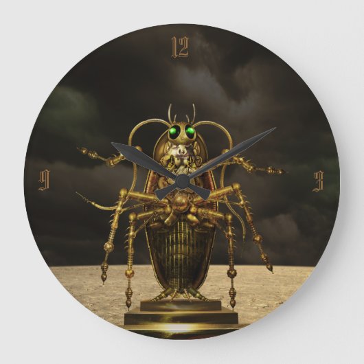 Steampunk Bug Clock Große Wanduhr (Vorderseite)