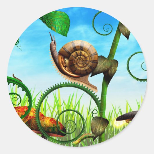 Steampunk - Bugs - Evolution braucht Zeit Runder Aufkleber (Vorderseite)