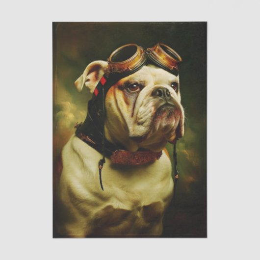 Steampunk Bulldog Aviator Portrait FC4R Decoupage Seidenpapier (Vorderseite)