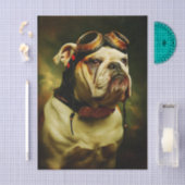 Steampunk Bulldog Aviator Portrait FC4R Decoupage Seidenpapier (Handwerk)