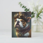 Steampunk Bulldog Postkarte (Stehend Vorderseite)