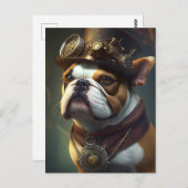 Steampunk Bulldog Postkarte (Vorne/Hinten)