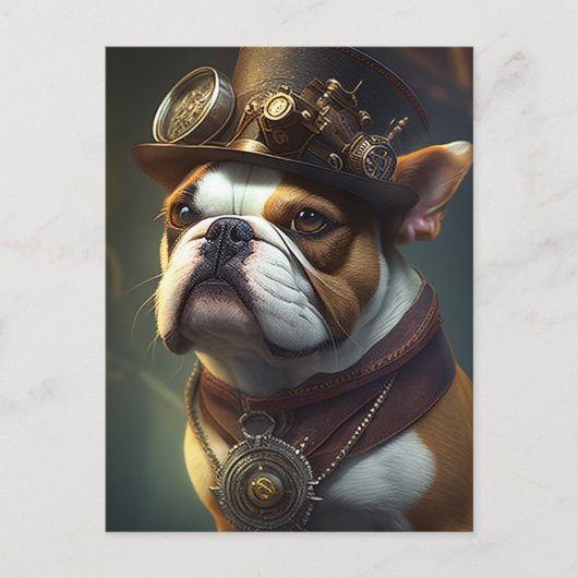 Steampunk Bulldog Postkarte (Vorderseite)