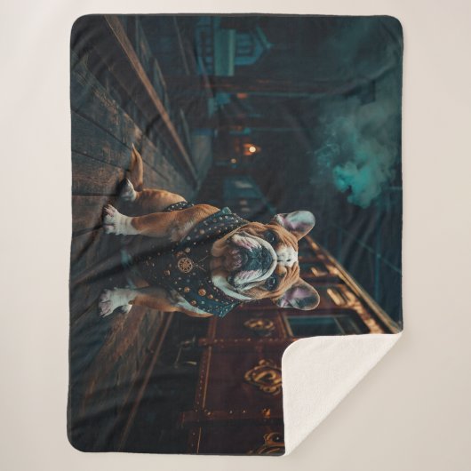 Steampunk Bulldog Stationmaster Portrait Sherpadecke (Vorderseite)