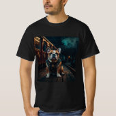 Steampunk Bulldog Stationmaster Portrait T-Shirt (Vorderseite)