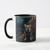 Steampunk Bulldog Stationmaster Portrait Tasse (Links)