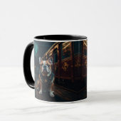 Steampunk Bulldog Stationmaster Portrait Tasse (Vorderseite Links)