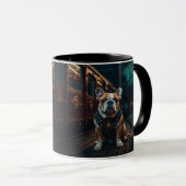 Steampunk Bulldog Stationmaster Portrait Tasse (VorderseiteRechts)