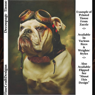 Steampunk Bulldogge Aviator Portrait FC4L Découpag Seidenpapier