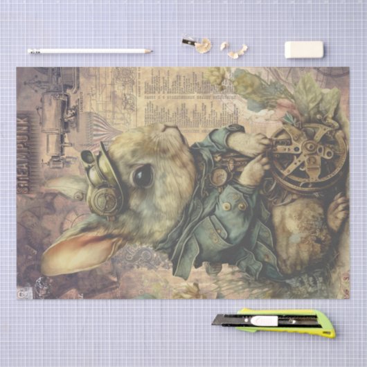 Steampunk Bunny Rabbit Seidenpapier (Handwerk)