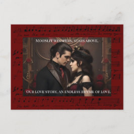 Steampunk Burgundy Valentine mit Zitat Postkarte