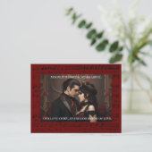 Steampunk Burgundy Valentine mit Zitat Postkarte (Stehend Vorderseite)