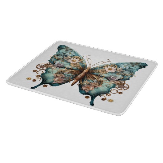 Steampunk Butterfly Cutting Board, Butterfly Schneidebrett (Ecke)