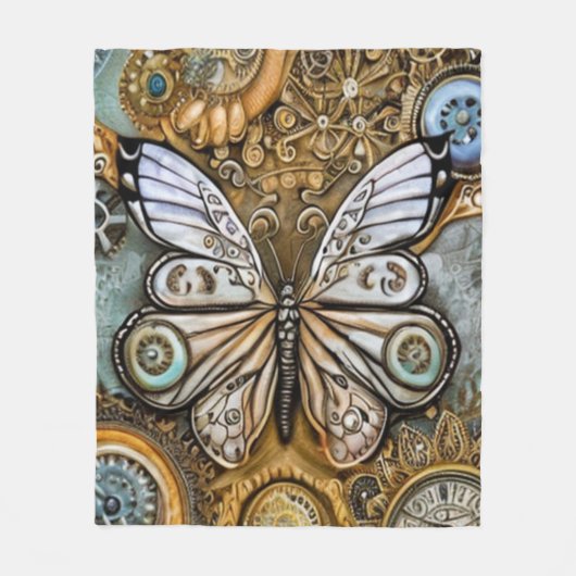 Steampunk Butterfly Fleecedecke (Vorderseite)
