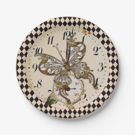 Steampunk Butterfly Pappteller (Vorderseite)