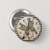 Steampunk Butterfly Round Button (Vorne & Hinten)