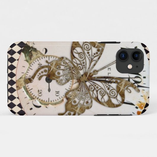 Steampunk Butterfly Round Case-Mate iPhone Hülle (Rückseite (Horizontal))