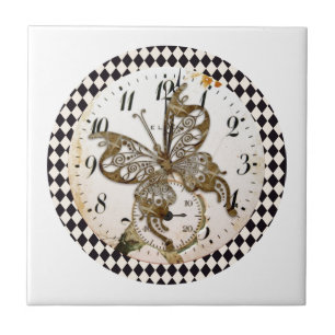 Steampunk Butterfly Round Fliese