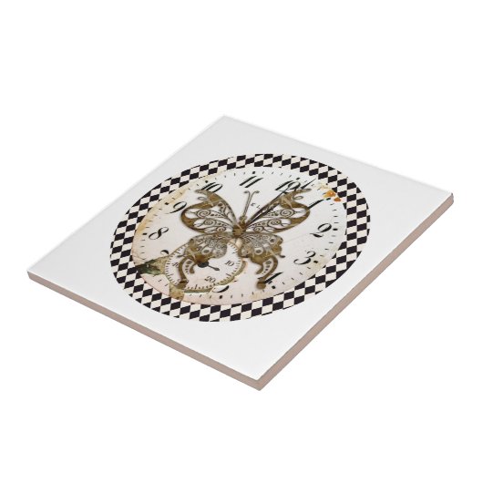 Steampunk Butterfly Round Fliese (Seite)