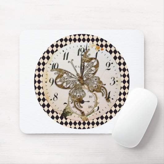 Steampunk Butterfly Round Mousepad (Mit Mouse)