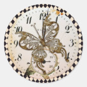 Steampunk Butterfly Round Runder Aufkleber (Vorderseite)