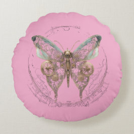 Steampunk Butterfly Shirt Rundes Kissen