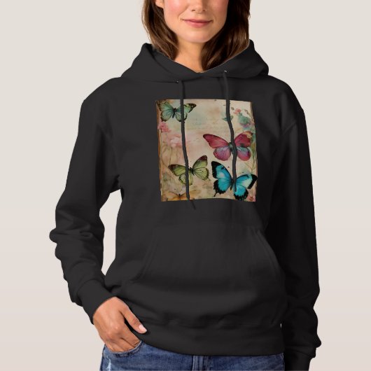 Steampunk Butterfly Skull – Luxury Abstract Street Hoodie (Vorderseite)
