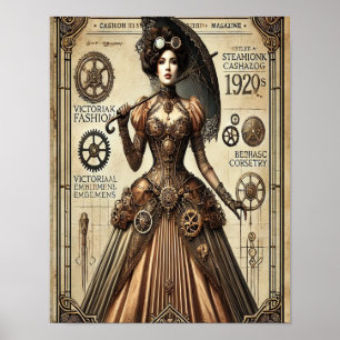 Steampunk Button-Up Art, Poster 1, Glamour & Vinta