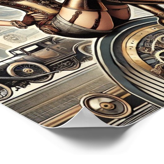 Steampunk Button-Up Art, Poster 1, Glamour & Vinta (Ecke)